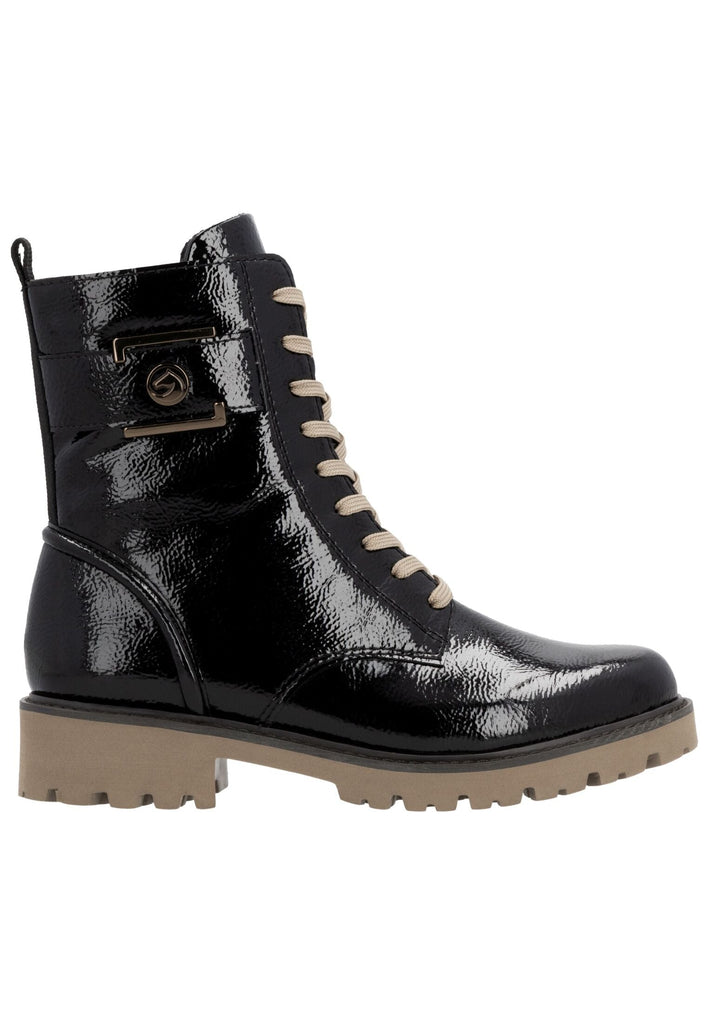 Remonte Stiefelette Leder Schwarz Lack Warmfutter