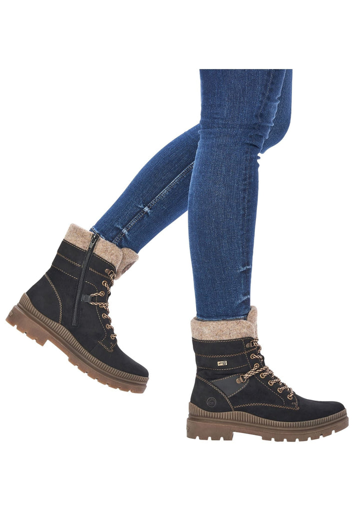 Remonte Stiefelette Leder Schwarz Warmfutter