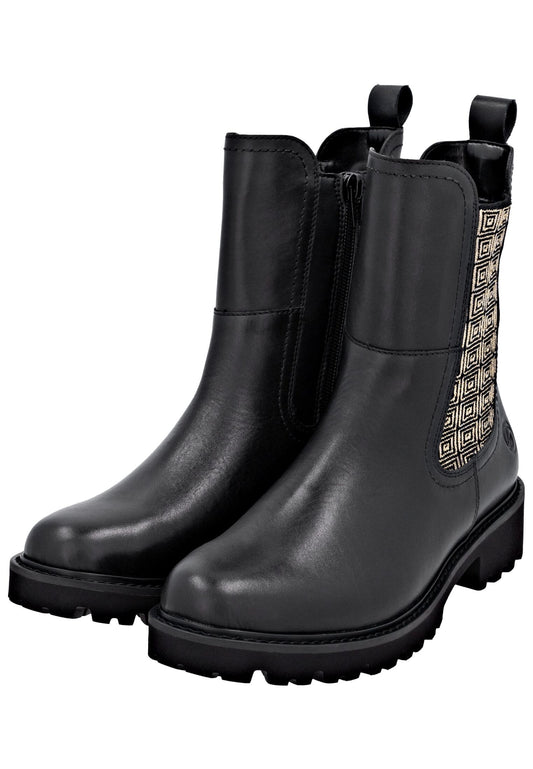 Remonte Stiefelette Leder/Textil Schwarz/Gold