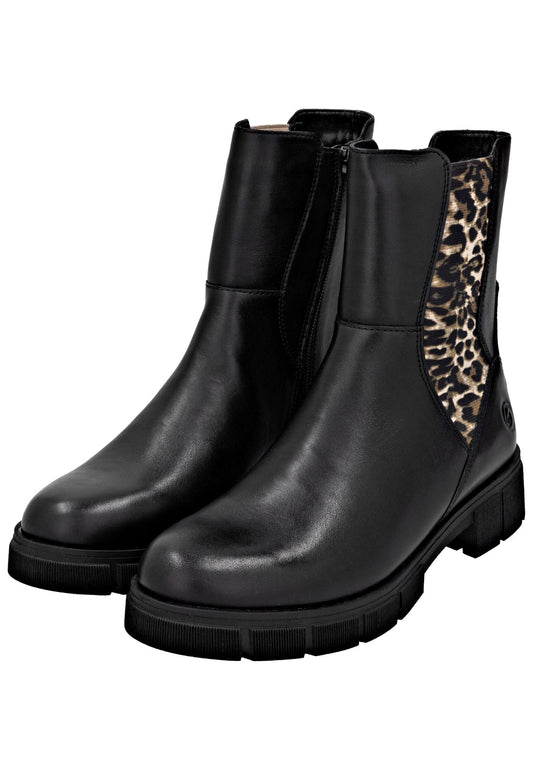 Remonte Stiefelette Leder/Textil Schwarz Kombi Warmfutter