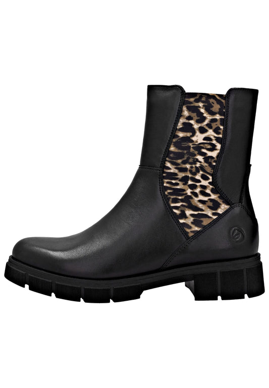 Remonte Stiefelette Leder/Textil Schwarz Kombi Warmfutter