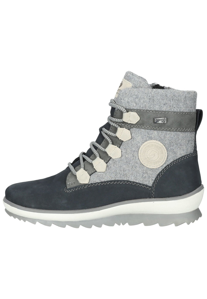 Remonte Stiefelette Lederimitat Blau/Grau Warmfutter