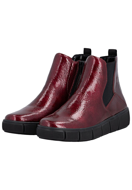 Remonte Stiefelette Lederimitat Rot/Schwarz Warmfutter