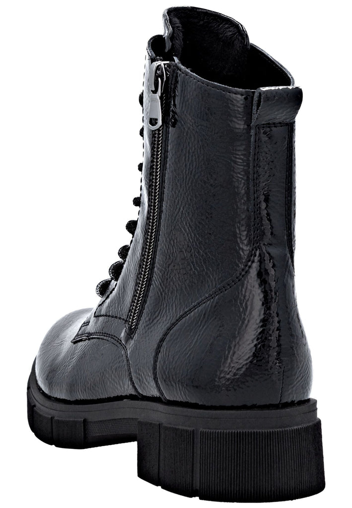 Remonte Stiefelette Lederimitat Schwarz Lack Warmfutter