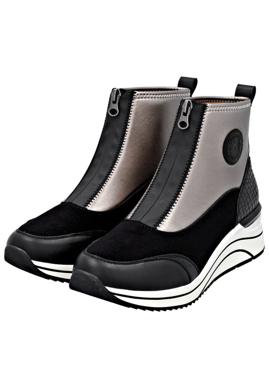 Remonte Stiefelette Lederimitat Schwarz/Silber