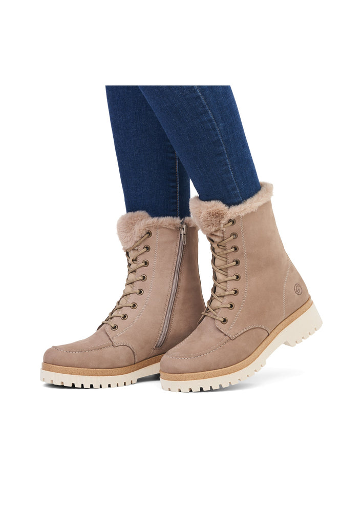 Remonte Stiefelette Veloursleder Crema Warmfutter