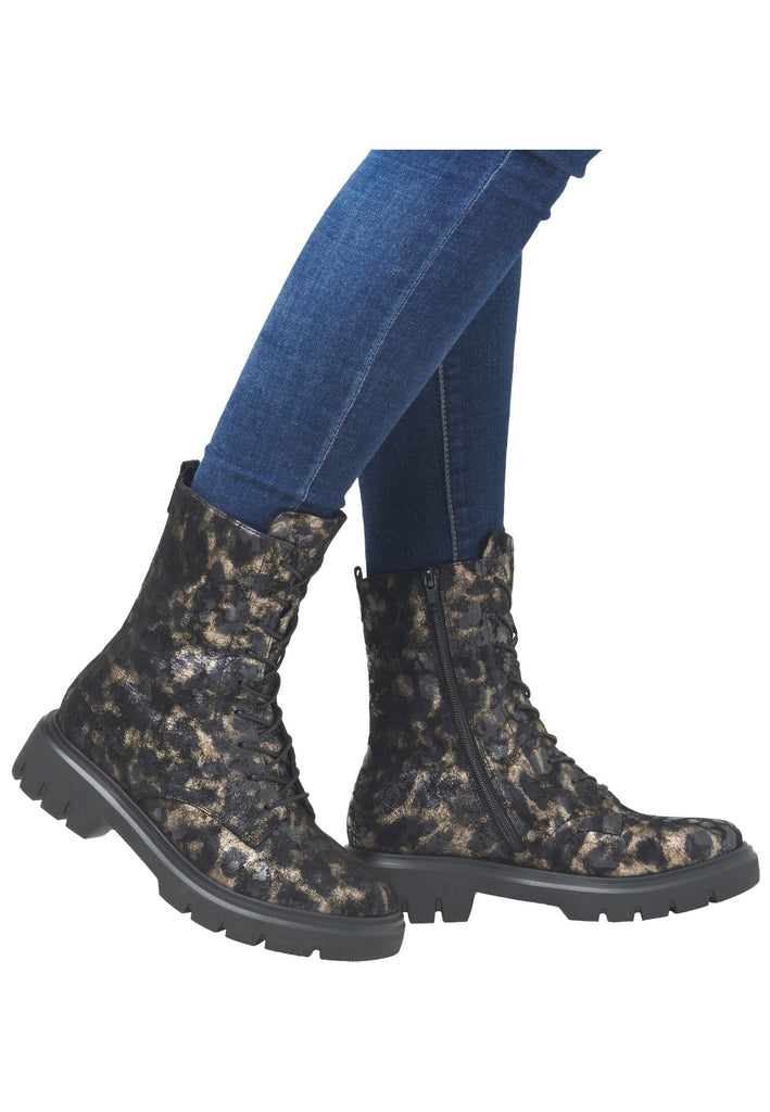 Remonte Stiefelette Veloursleder Leopard Warmfutter
