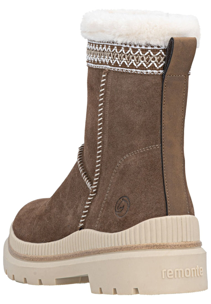 Remonte Stiefelette Veloursleder Nuss Warmfutter