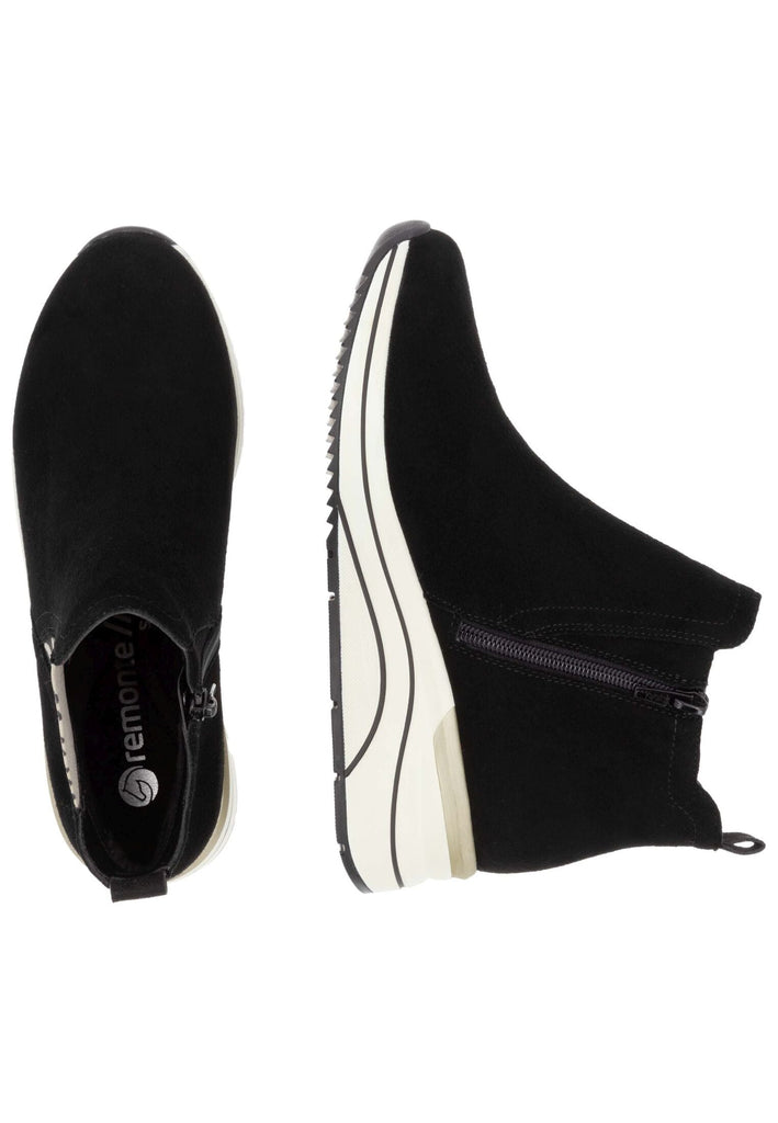 Remonte Stiefelette Veloursleder Schwarz/Beige Warmfutter