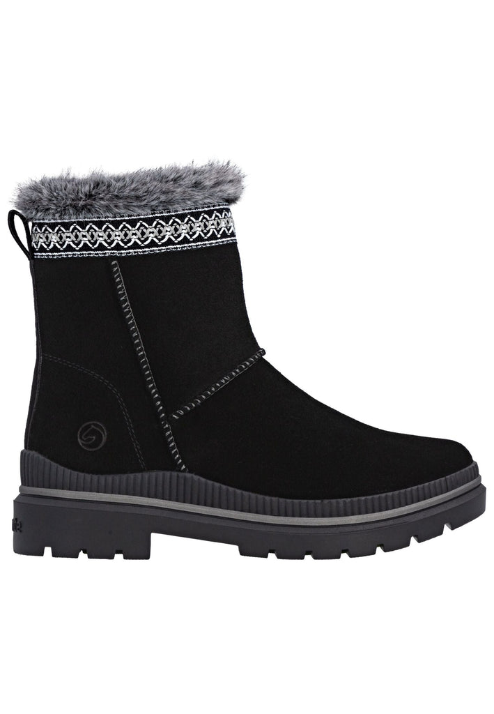 Remonte Stiefelette Veloursleder Schwarz/Grau Warmfutter