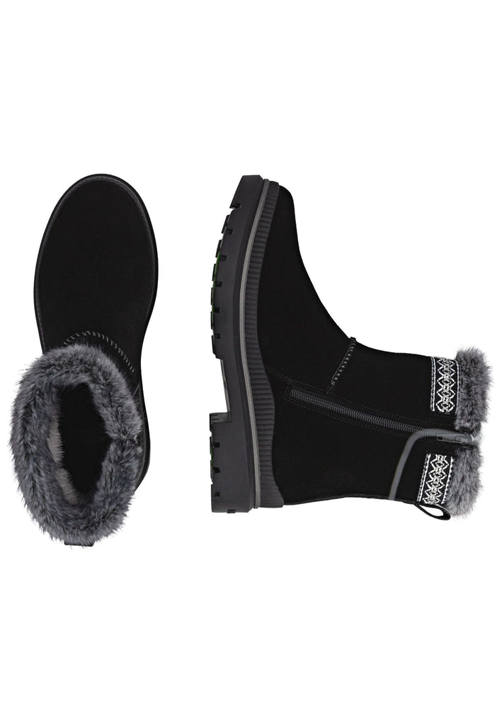 Remonte Stiefelette Veloursleder Schwarz/Grau Warmfutter