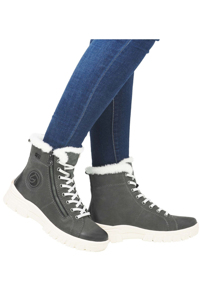 Remonte Stiefelette Veloursleder Smoke Warmfutter