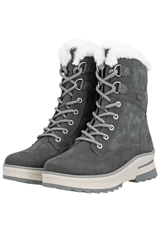 Remonte Stiefelette Veloursleder Smoke Warmfutter
