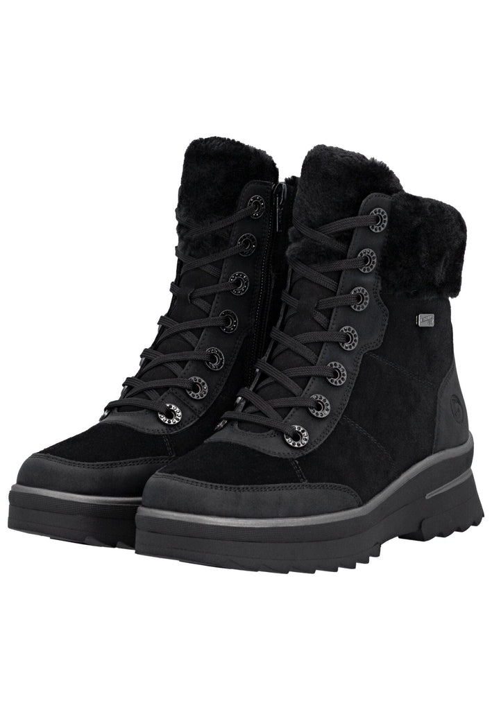 Remonte Stiefelette Veloursleder/Textil Schwarz/Schwarz Warmfutter