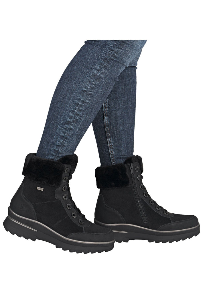 Remonte Stiefelette Veloursleder/Textil Schwarz/Schwarz Warmfutter