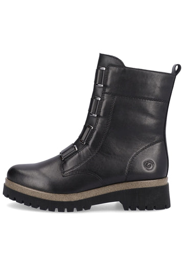 Stiefeletten Remonte Stiefelette Glattleder Schwarz Warmfutter