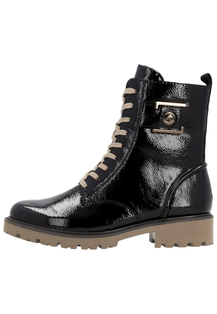 Stiefeletten Remonte Stiefelette Leder Schwarz Lack Warmfutter