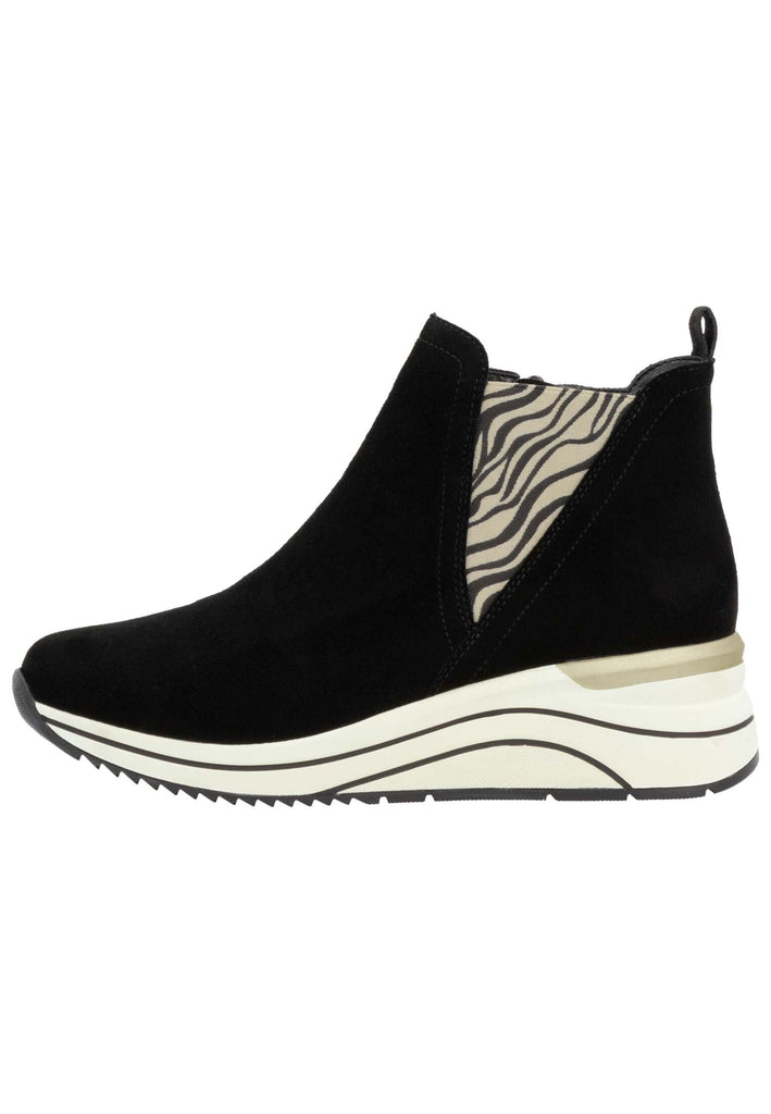Stiefeletten Remonte Stiefelette Veloursleder Schwarz/Beige Warmfutter