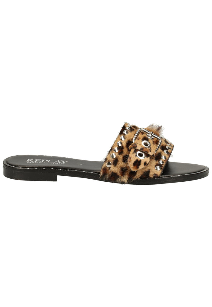 Replay Pantoletten Leder Leopard
