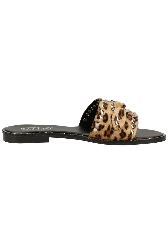 Replay Pantoletten Leder Leopard
