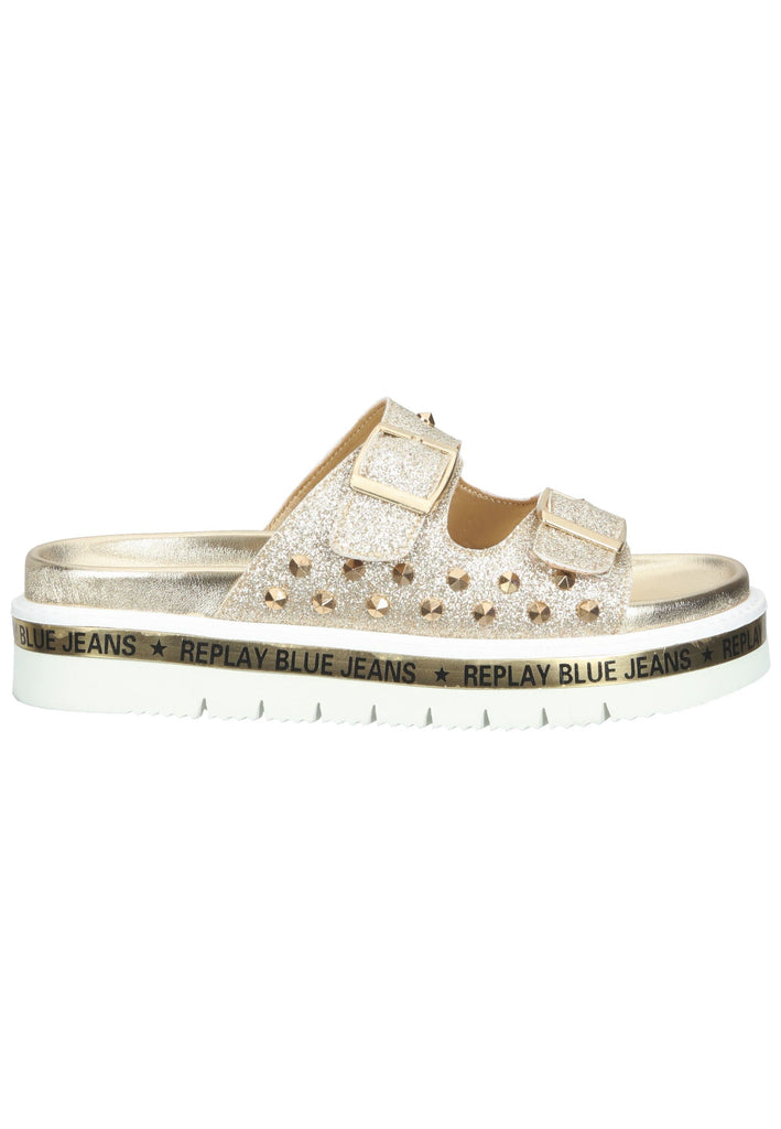 Replay Pantoletten Lederimitat Gold