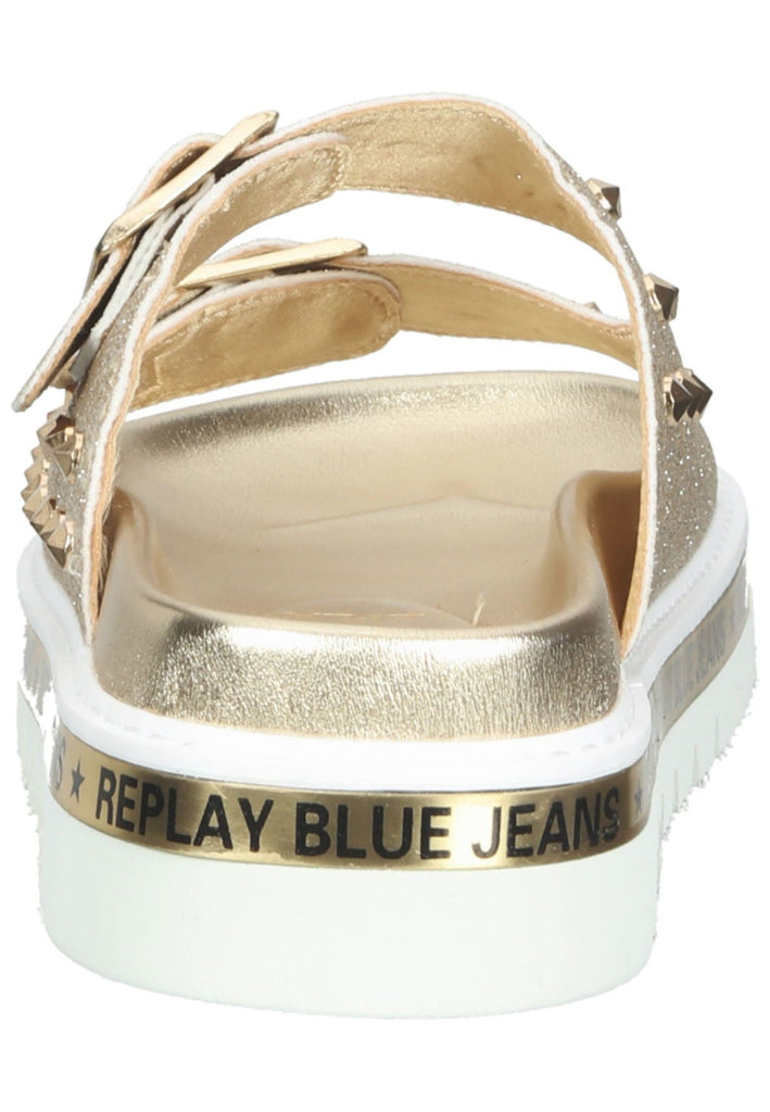 Replay Pantoletten Lederimitat Gold