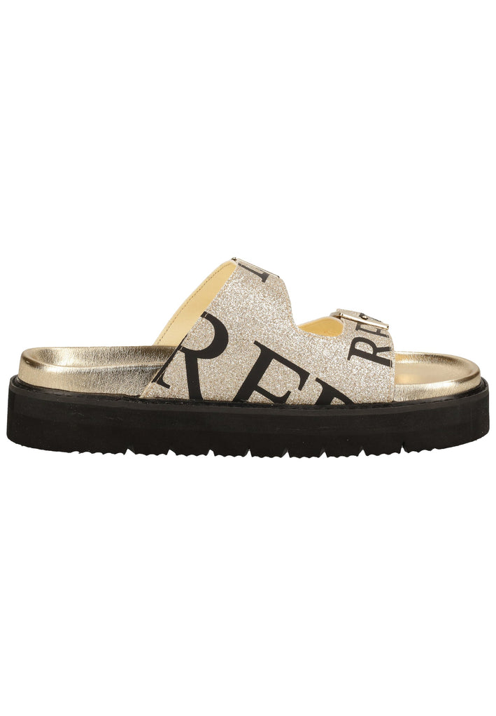 Replay Pantoletten Lederimitat Platin