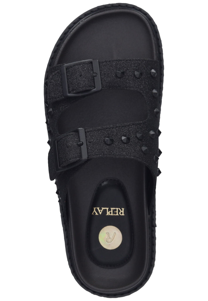 Replay Pantoletten Lederimitat Schwarz