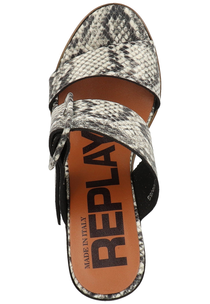 Replay Pantoletten Lederimitat Stone