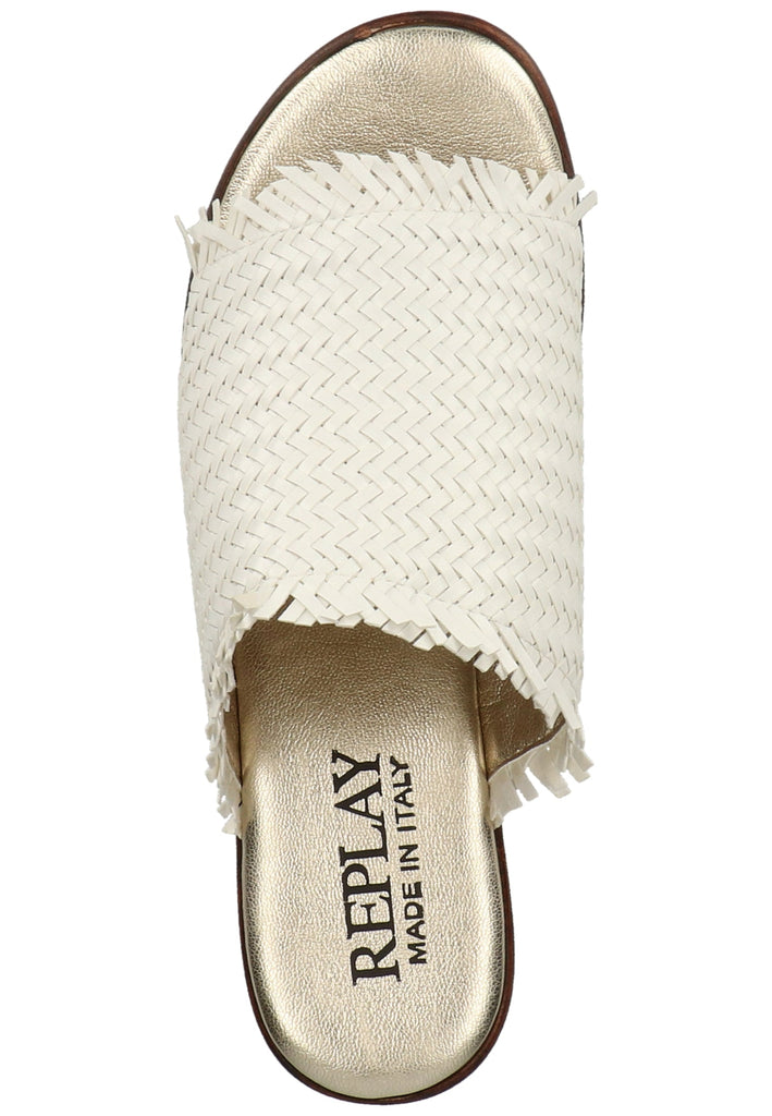 Replay Pantoletten Lederimitat/Textil Weiß
