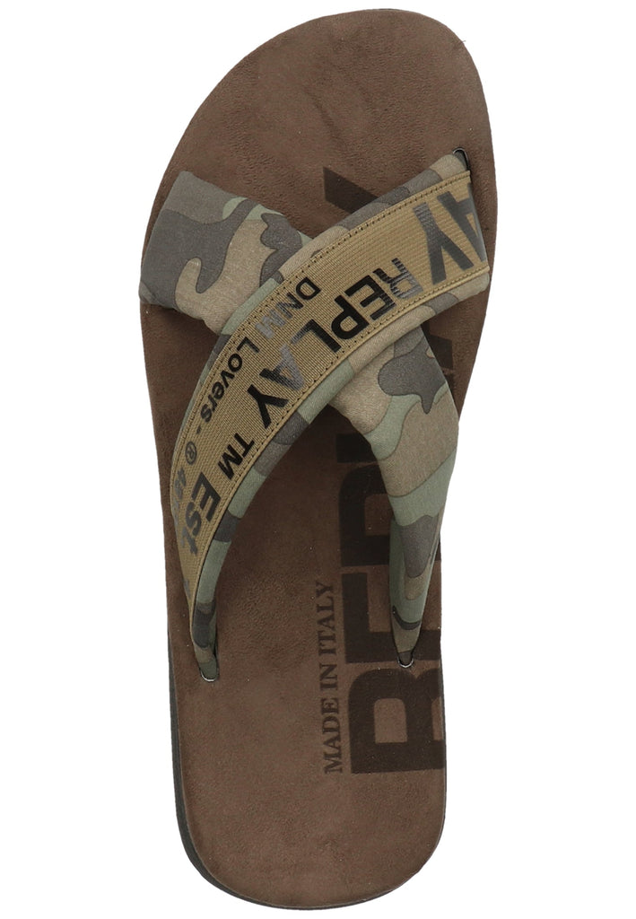 Replay Pantoletten Textil Grün