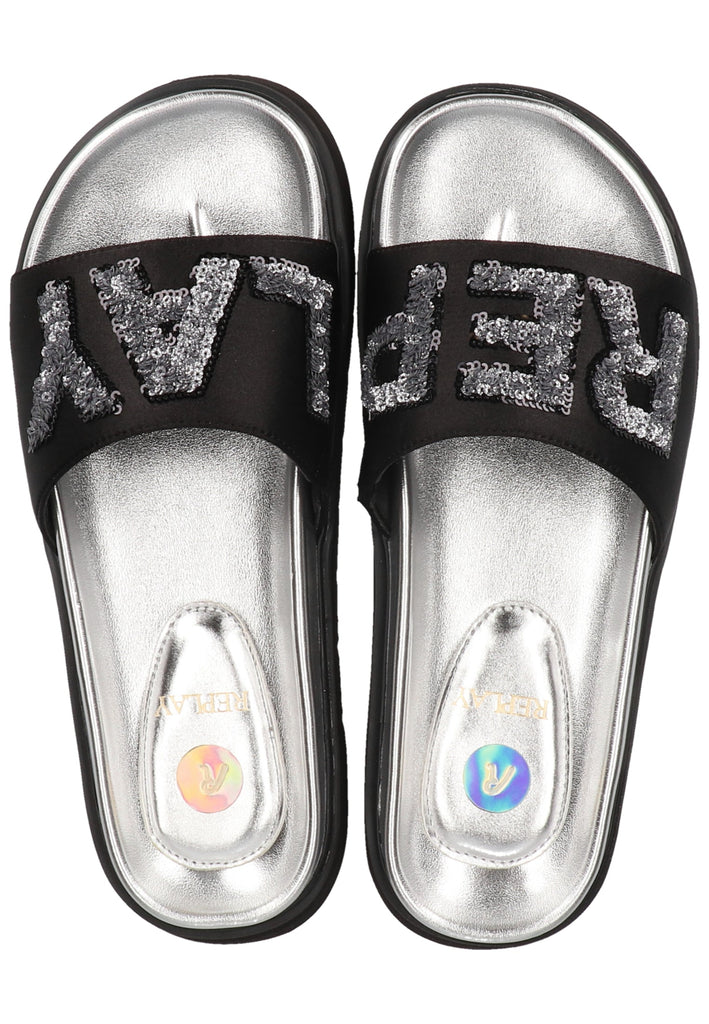 Replay Pantoletten Textil Schwarz