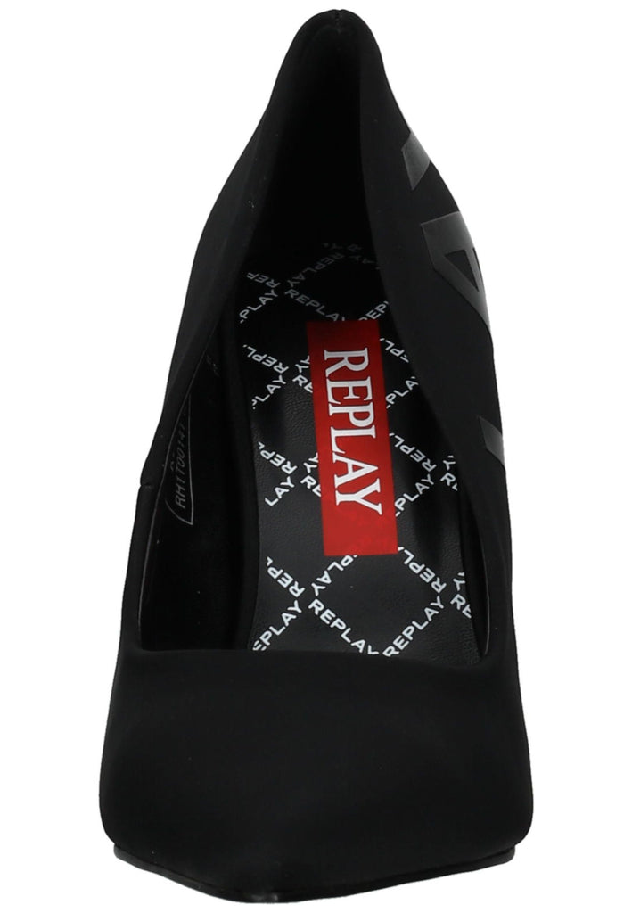 Replay Pumps Lederimitat Schwarz