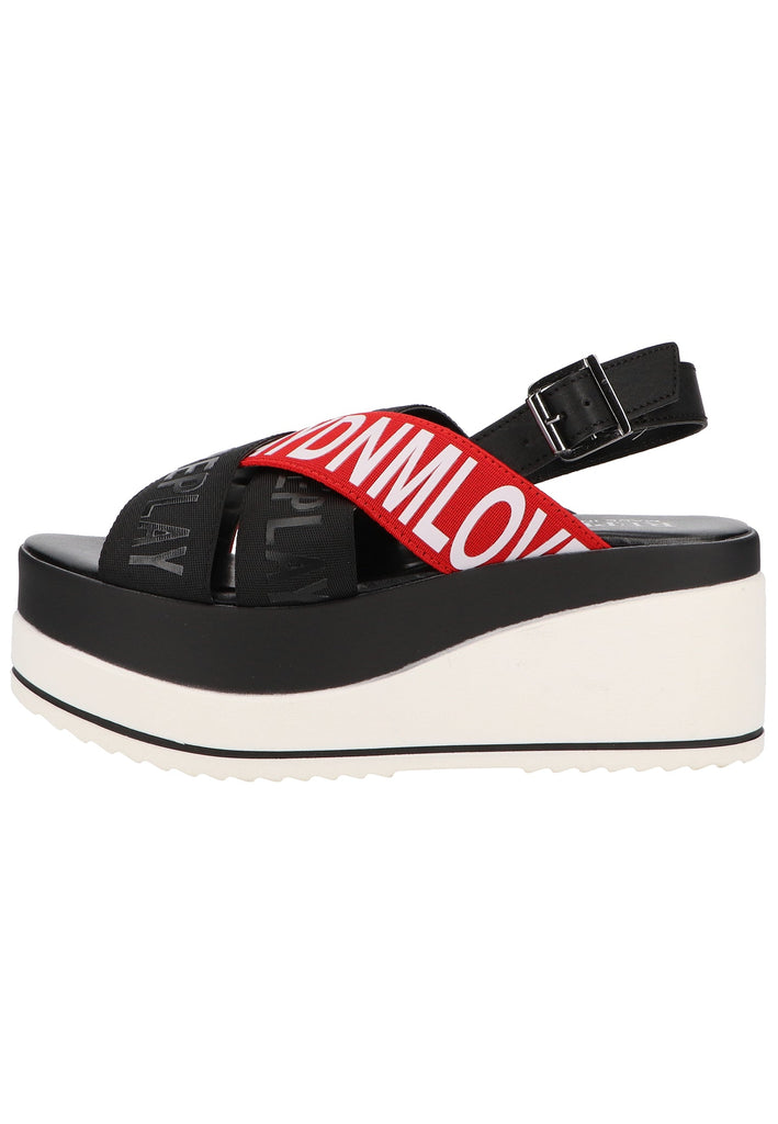 Replay Sandalen Lederimitat/Textil Rot/Schwarz
