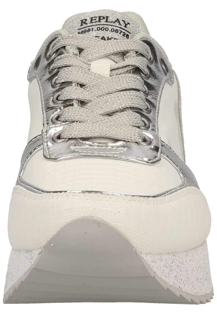 Replay Sneaker Lederimitat/Textil Weiß/Silber