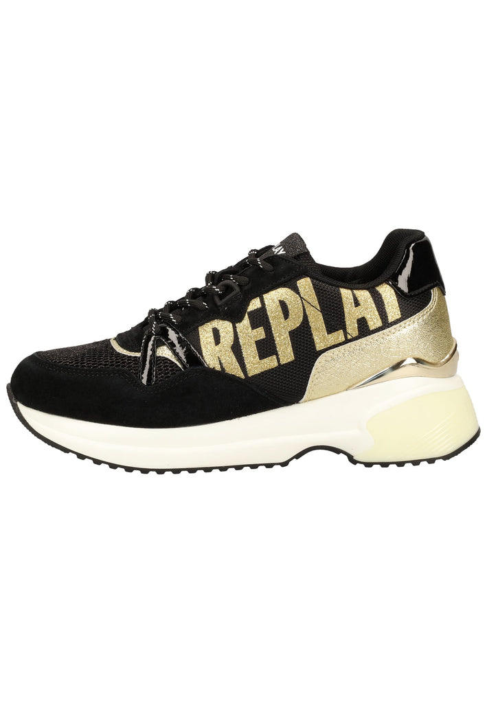 Replay Sneaker Veloursleder/Textil Schwarz/Gold