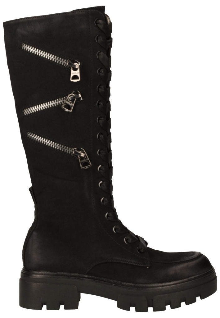 Replay Stiefel Lederimitat Schwarz