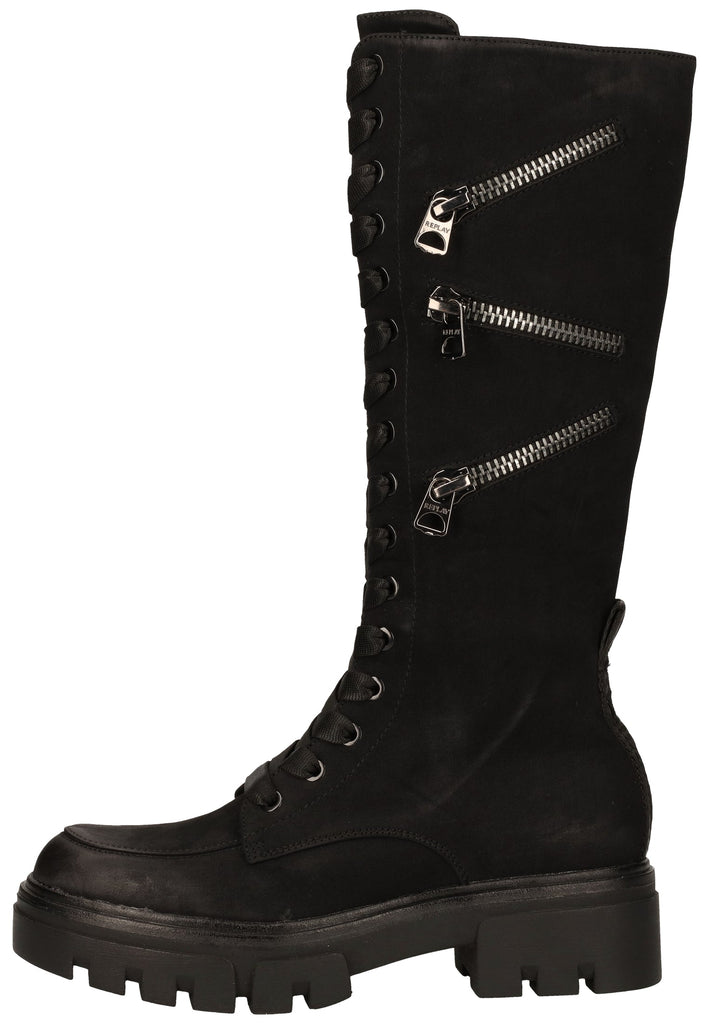 Replay Stiefel Lederimitat Schwarz