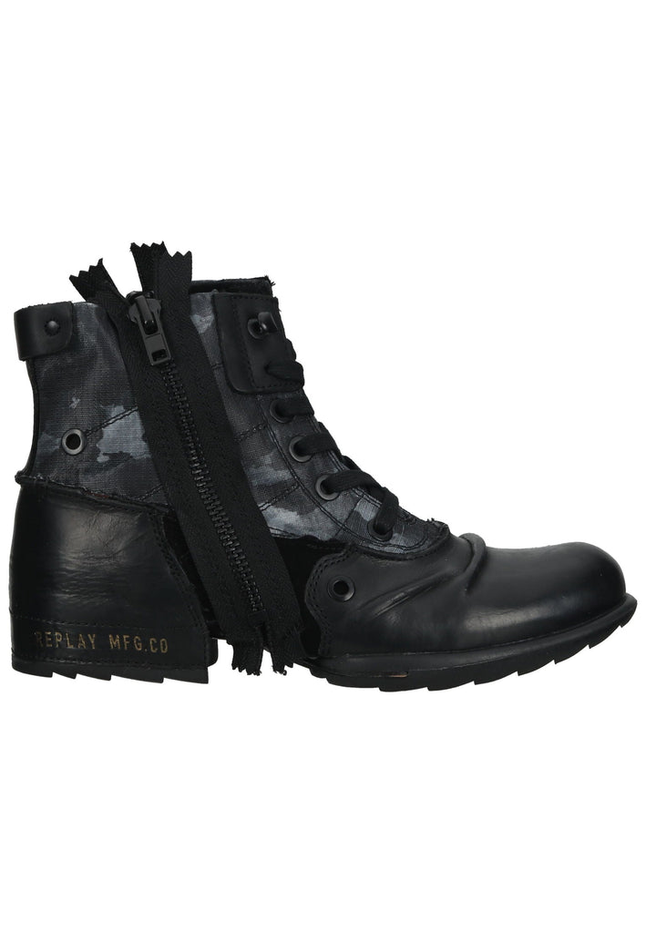 Replay Stiefelette Leder Schwarz Multi
