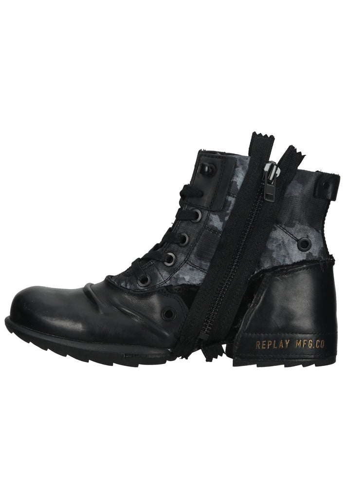 Replay Stiefelette Leder Schwarz Multi