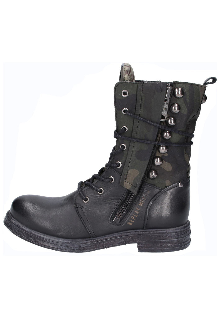 Replay Stiefelette Leder/Textil Schwarz