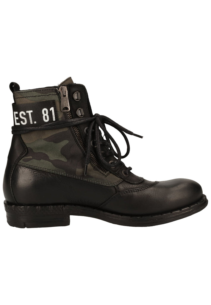 Replay Stiefelette Leder/Textil Schwarz/Grün