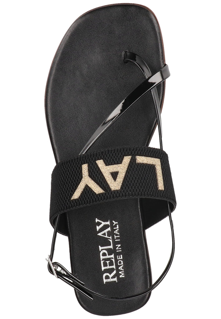 Replay Zehensteg Lederimitat/Textil Schwarz
