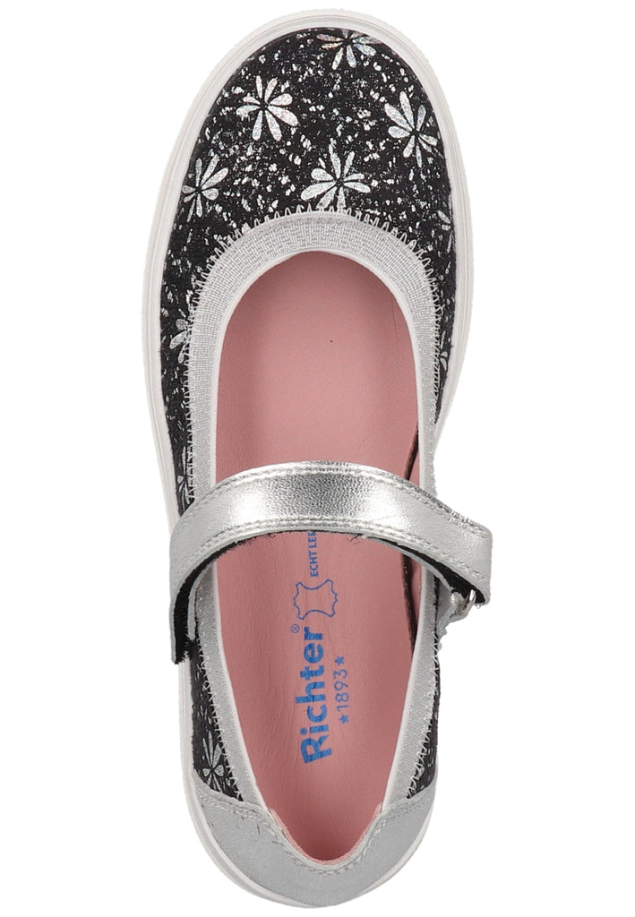 Richter Ballerinas Lederimitat/Textil Schwarz/Silber