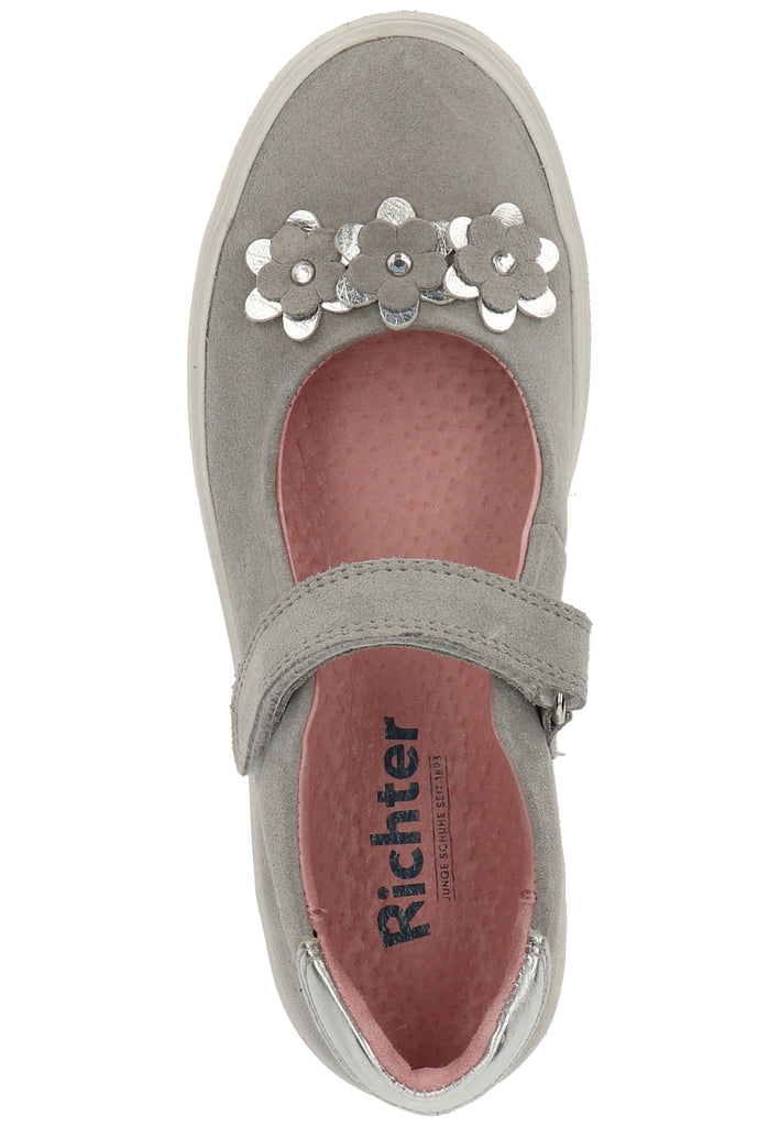 Richter Ballerinas Veloursleder Grau/Silber