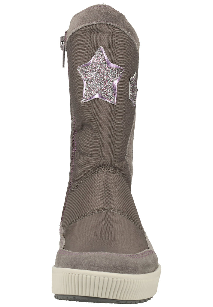 Richter Stiefel Leder/Textil Grau/Lila Warmfutter