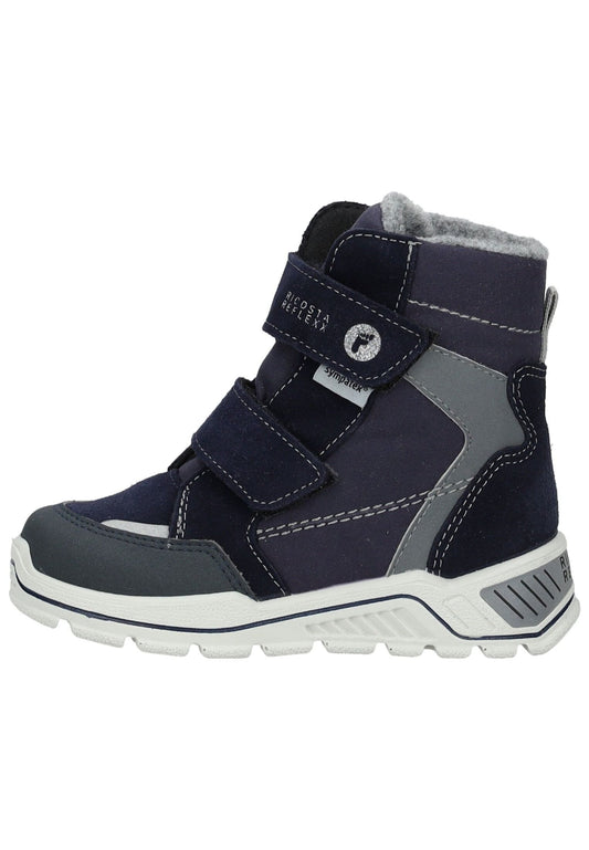 Ricosta Stiefel Leder/Synthetik Blau/Grau Warmfutter