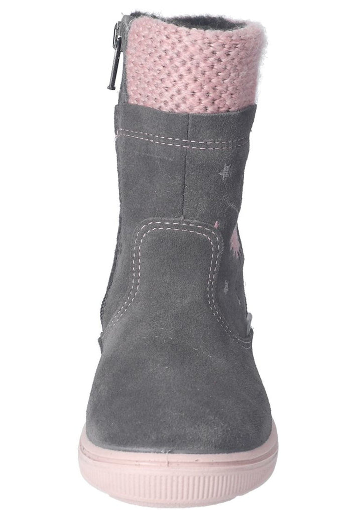 Ricosta Stiefel Leder/Textil Grau/Rosa Warmfutter