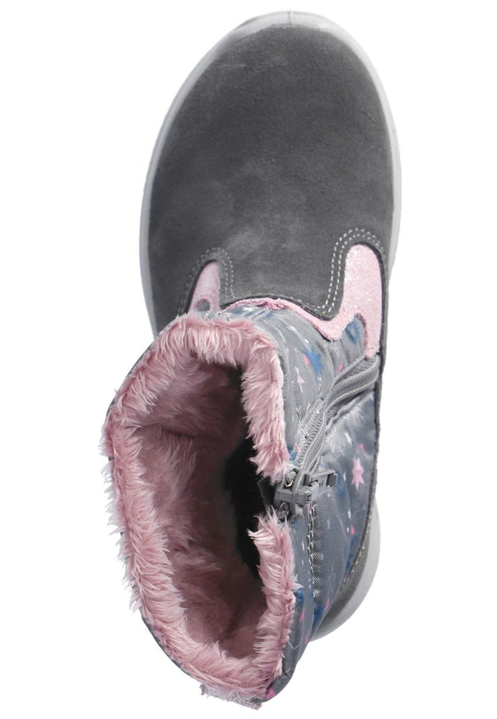 Ricosta Stiefel Leder/Textil Grau/Rosa Warmfutter