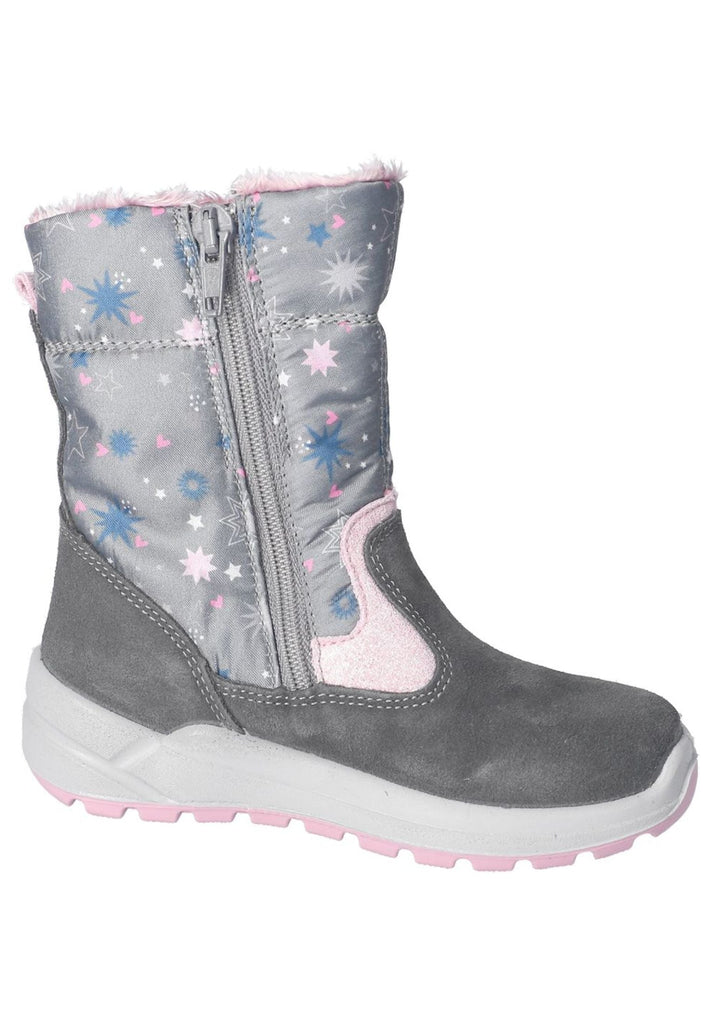 Ricosta Stiefel Leder/Textil Grau/Rosa Warmfutter